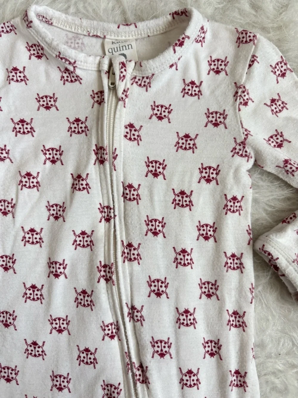 Kate Quinn Baby Bamboo Ladybug Zip Footie Pajamas